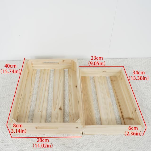 TEMU Wooden Box Storage Box Retro Solid Wood Storage Box Decorative Props Supermarket Wooden Frame, Mobile Holiday Tray, Storage Decorative Storage Wooden Box Tray