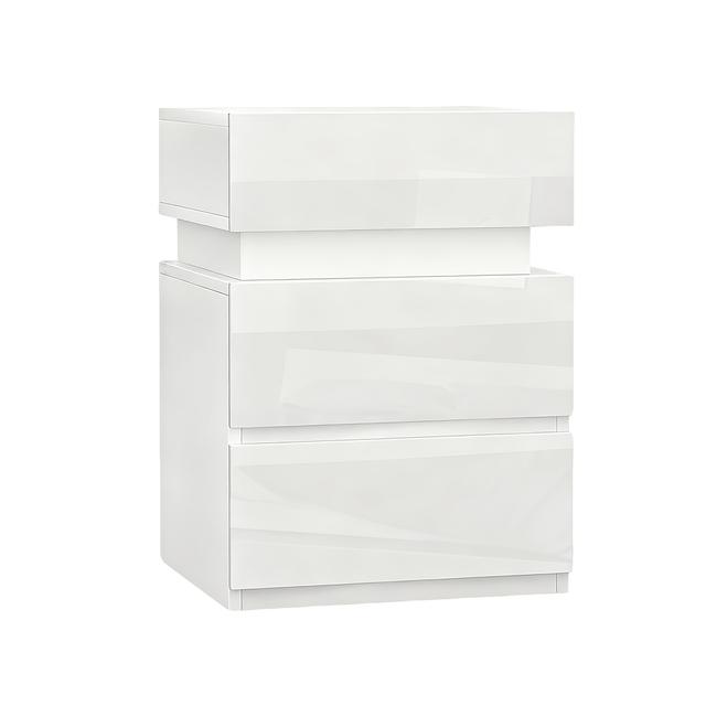 TEMU Modern White Two-tier Bedside Table With Drawer & Open Shelf - Space-saving Bedside Cabinet Suitable For Small Spaces, Assembly, Wood & Oak Veneer, (35x40x55cm)
