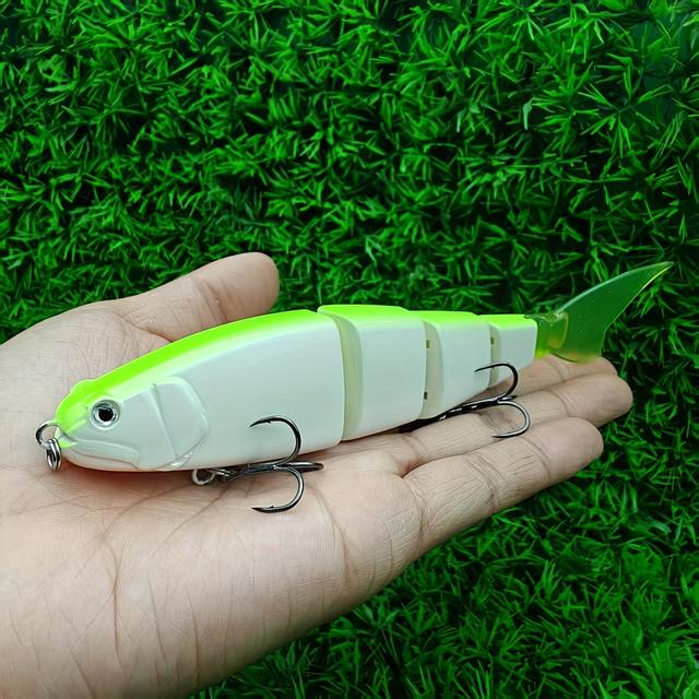 TEMU Poisson en plastique de 4 sections, 51g, , coulissant, adapté à la pêche en eau douce et en eau salée.