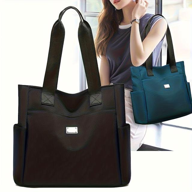 TEMU Women's Large Capacity Professional Organizer Tote Bag Compatible For Laptop & Tablet - Nylon Commuter Handbag With Multi-compartment Storage, Durable Work Bag For Office,, Travel (/)