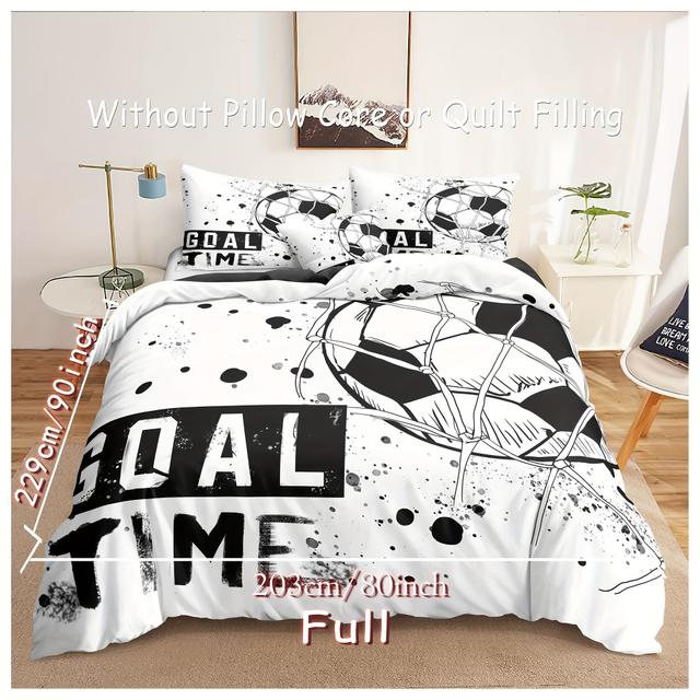 TEMU 3pcs Goal Time Football Print Duvet Cover Set - Soft And Comfortable Bedding For Bedroom And - 1 Duvet Cover + 2 Pillowcases (without Core)