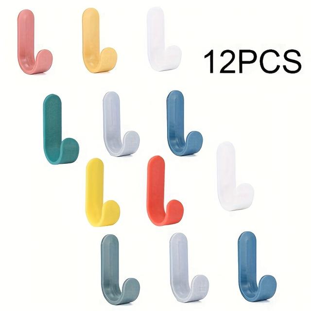 TEMU 12 Stück Bunte Klebehaken - Einfache Montage, Dekorative Schlüssel- & Handtuchhalter für Küche, Bad, Wohnzimmer, Büro, Nützliche Haken