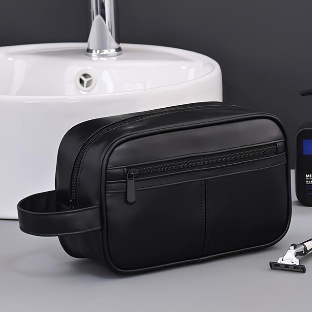 TEMU Small Size 9*5.5" Men's Vintage Pu Toiletry Bag, Women's Makeup Bag, Small Cosmetic And Toiletry Organizer, Suitable For Travel, Vacation, Business Trips, Holiday Gift