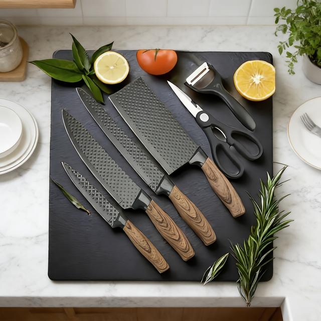 TEMU Knife Block Set 6pcs, Multifunctional Cutting Tool Kitchen, Kitchen Helper Practical And Novelty, All-purpose Tool For Hobby And Professional Chefs, From Local Stock