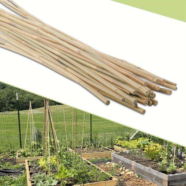 TEMU 30pcs 7ft Bamboo Plant Stakes For Indoor Outdoor Plants, 0.3 Inch-0.4 Inch Bamboo Sticks Garden Support Stakes, Bamboo Poles Trellis For Tomato Vegetables Beans Trees Potted Climbing Plants