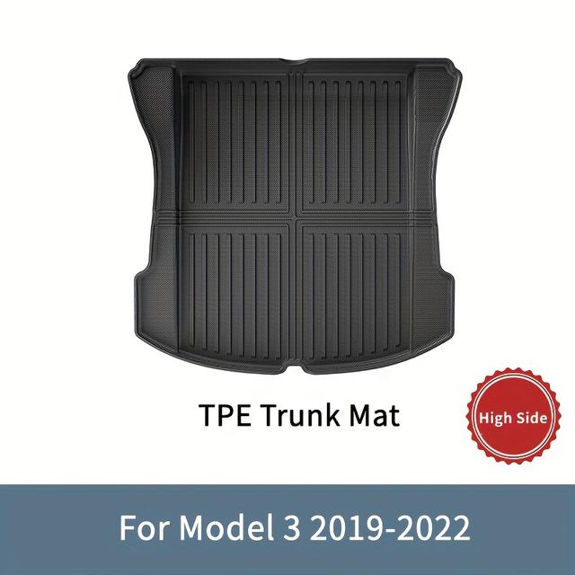 TEMU Tapis de coffre adapté pour Tesla /3, revêtement de chargement TPE toutes , tapis pour le chargement, facile à plier, tapis de chargement imperméable et antidérapant