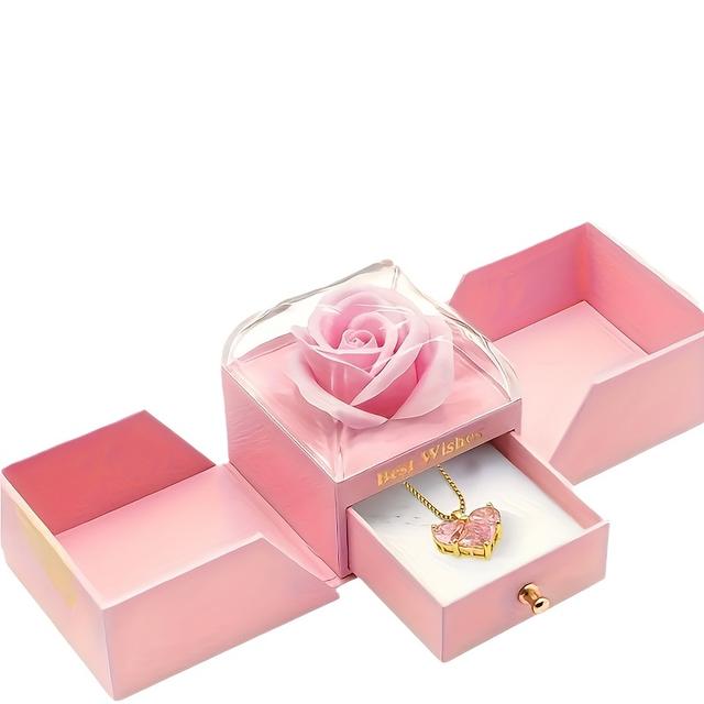 TEMU مجموعة هدايا زهرة الأبدية المحفوظة، حافظة زهور بلاستيكية مع قلادة، مثالية لعيد الميلاد، الذكرى، عيد الحب، عيد الميلاد، عيد الشكر، عيد الأم، التخرج - لا حاجة للكهرباء