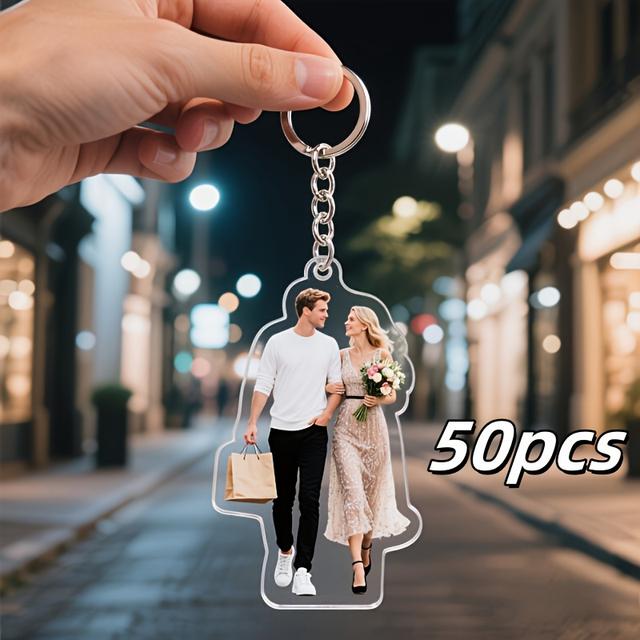 TEMU حزمة هدايا سلسلة مفاتيح أكريليك قابلة للتخصيص 50 قطعة - مُخصصة بصور المشاهير، صور الأنمي، صور الحيوانات الأليفة، صور الأزواج والعائلات، نصوص، شعارات لمناسبات وأنشطة متنوعة