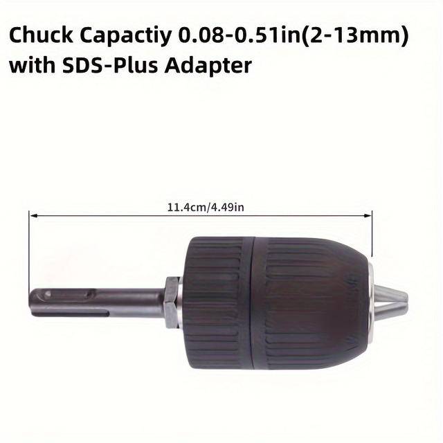 TEMU Keyless Drill Chuck Set With Sds-plus Adapter - 3/8-24unf & 1/2-20unf, Fits 0.8-10mm & 2-13mm