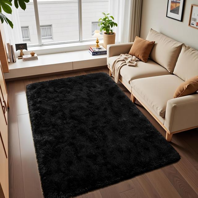 TEMU 1pc Tapis de chevet Noir/ foncé, Antidérapant et et Chaud, Décoration de chevet
