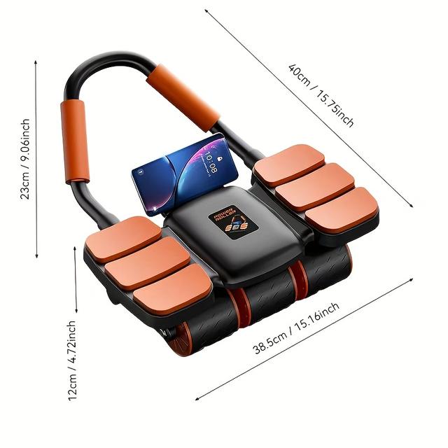 TEMU Novo de Abdominal de 6 Rodas com Recuos Automáticos para Exercícios de Core, Adequado para Homens e Mulheres para Uso Doméstico