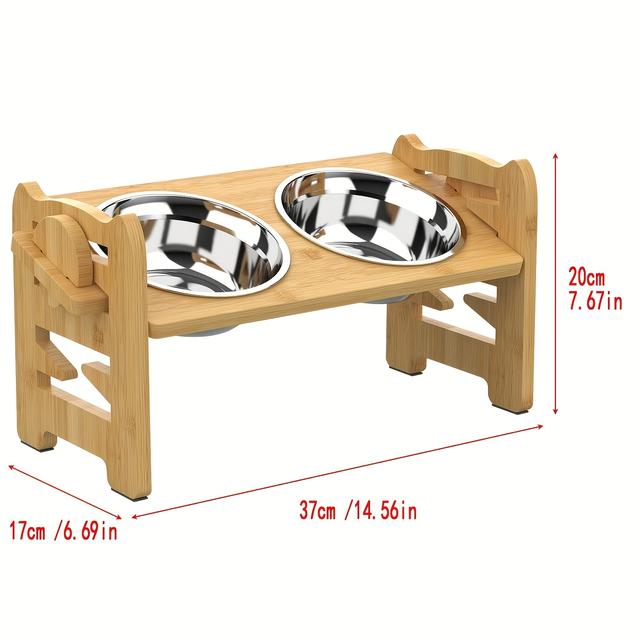 TEMU Elevated Elevated Bowls For Medium Large Breed Dogs, 4 Height Adjustable Dog Raised Bowls, 2 Thick Stainless Food Water Bowls, No Slip Dog Feeder