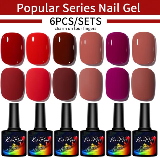 TEMU 6-color 8ml Gel Nail Polish Set Popular Colors Series Nail Art Gel Kit For Personal Use Use