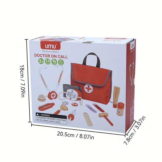 TEMU 14pcs Doctor Playset - Wooden Pretend Surgery Kit For , Role-play & Educational Toy With Diy Scene Setup, Perfect Gift For Birthdays, Halloween, Thanksgiving, Christmas