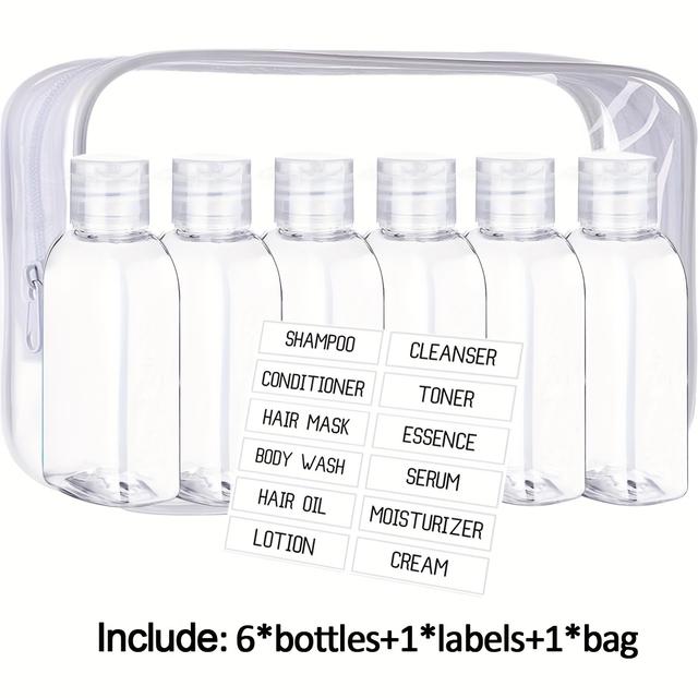 TEMU 6pcs 100ml Leakproof Travel Bottles, Tsa Approved For Toiletries Refillable Easy To Lotion Dispenser Bottles