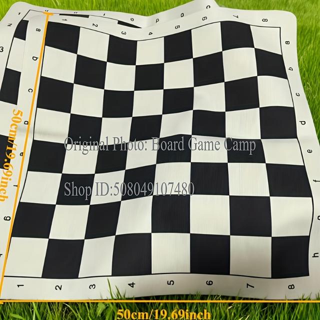 TEMU Шахівниця 50*50 см БОЛЬШОГО РОЗМІРУ ЧОРНО-БІЛА з м'якої ПВХ штучної шкіри, складна, портативна, для ДІТІ, СІМ'Ї, ДІВАННЯ, ЗАГАЛЬНОЇ ЗАБАВИ, ЗМАГАНЬ