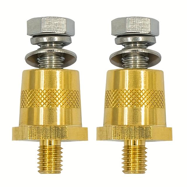 TEMU Set Of 2 Male Brass Battery Terminal Charging Posts With M8 Threads, Including Top Bolts For Extension, Designed For M8 Battery Post Adapters (+/-)