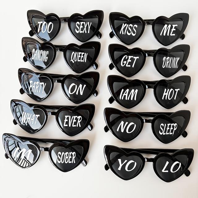 TEMU 10 Par Kolorowych Plastikowych Rekwizytów do Fotobudki w Kształcie z Zabawnymi Naklejkami i Okularami na Urodziny, Śluby, Walentynki, Studniówki, Dekoracje i Prezenty dla Mężczyzn i Kobiet