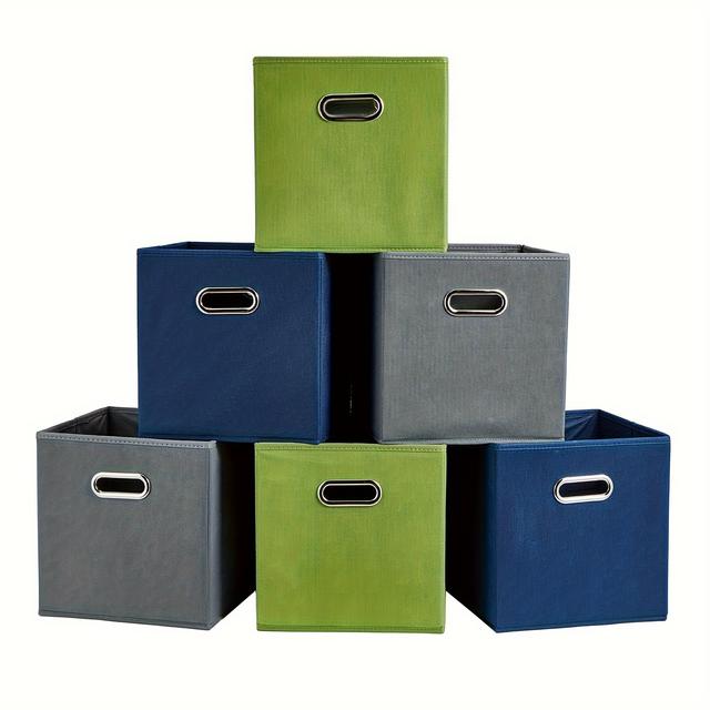 TEMU 6er-Set Faltbare Vlies-Aufbewahrungsboxen - 10.6x10.6x11" - für Spielzeug, & Mehr - Ideal für den Heimorganisator im Schlafzimmer, Büro, Regalkörben