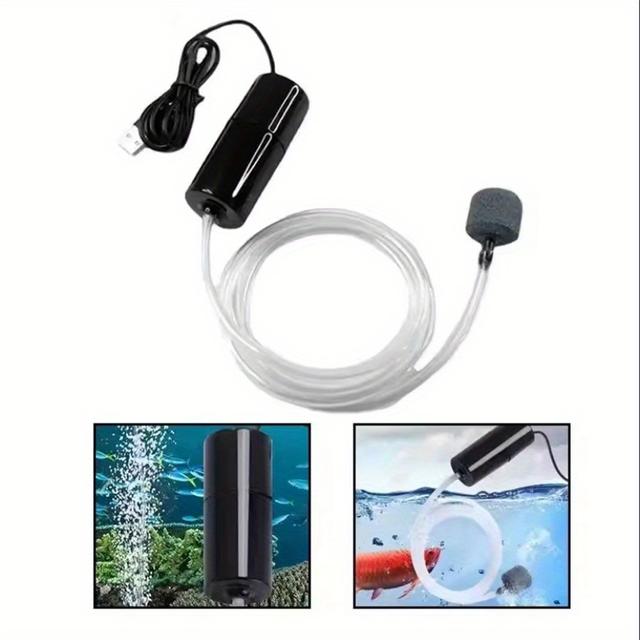 TEMU 1pc Oxygen Pump Portable Mini Usb Charging Fish Tank Oxygen Pump Fish Farming Aquarium Supplies, Without Battery
