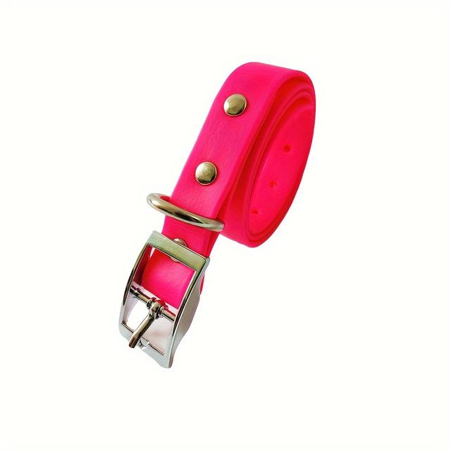 TEMU 1pc Pvc Dog Collar With Embossed Pattern, Adjustable Pet Collar With Buckle Closure For Dogs