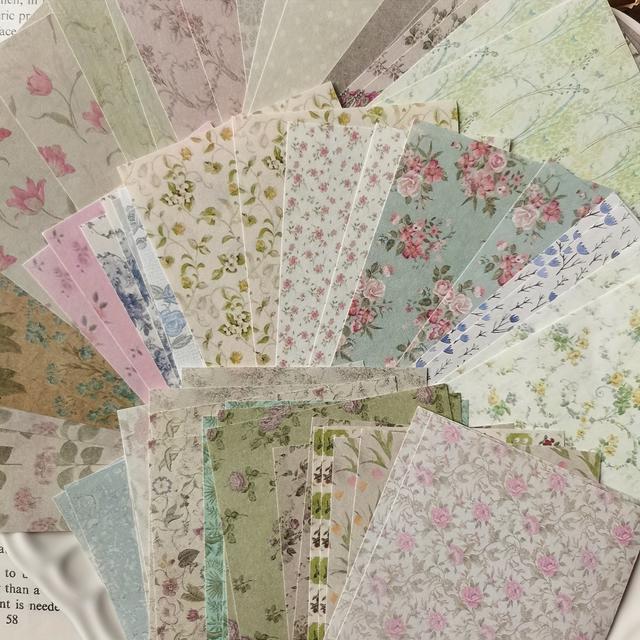 TEMU 1 Pack Of 60 Sheets Vintage Floral Decorative Handwriting Diary Paper