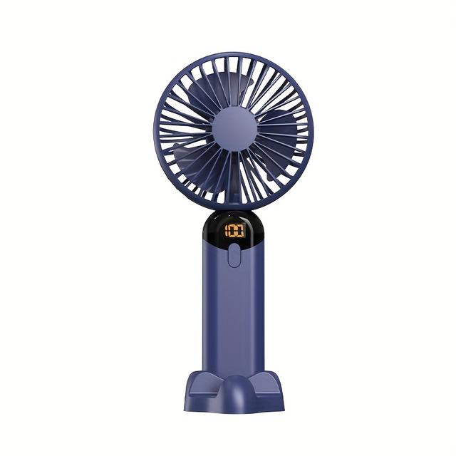TEMU Rechargeable Mini Fan With Led Display, Portable Handheld Design, 6-, And A Phone Holder