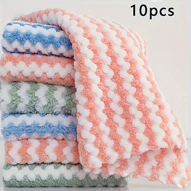 TEMU 10pcs, Dish Towel, Microfiber Cleaning Towel, Coral Fleece Dishcloth, Thickened Absorbent Scouring Pad, Kitchen Cleaning Rag, Kitchen Supplies