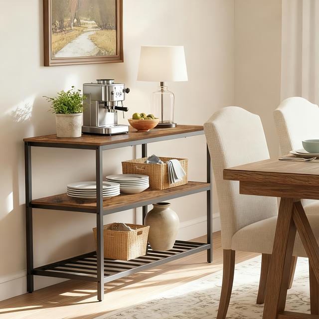 TEMU Ile de cuisine, étagère de cuisine, grand plan de travail avec 3 étagères, étagère sur pied, étagère sur pied