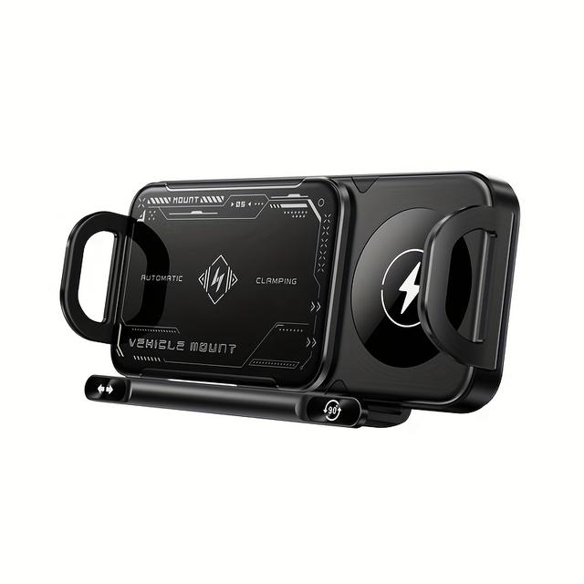 TEMU Car Charger And Phone Holder With Auto-rotation, Designed For Fast Wireless Charging. -touch Rotatable Mount Fits Devices, Including For For Galaxy Z Fold Series And For Iphone Models 15 To 17