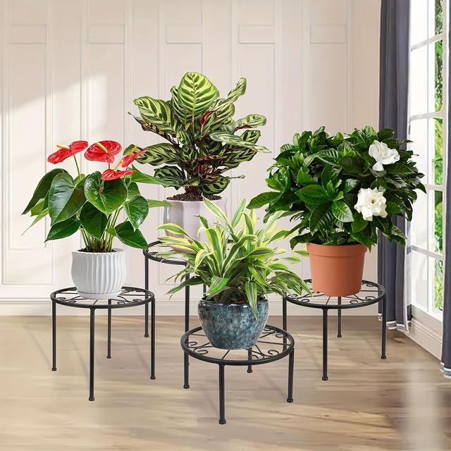 TEMU 4 Stück Mehrzweck-Blumentopf-Ständer, Runder Pflanzständer für den Innen- und Außenbereich