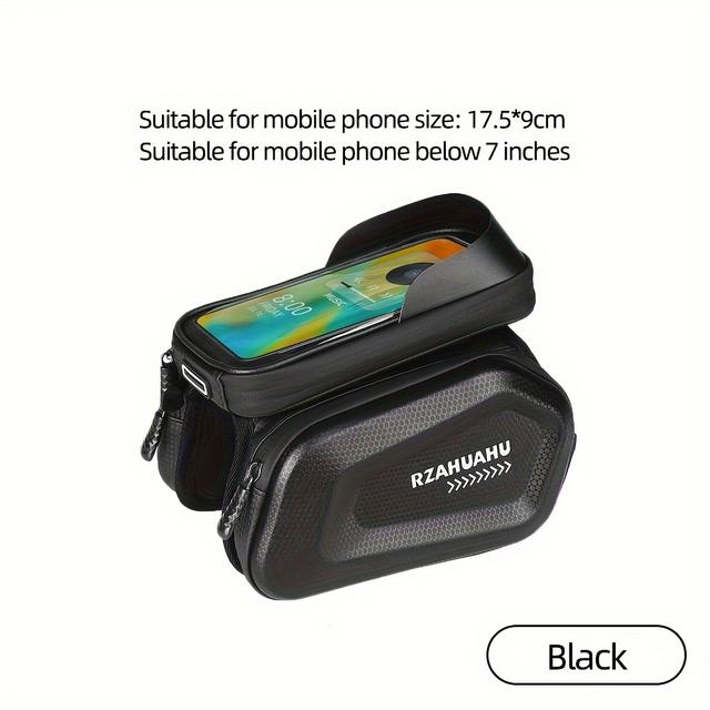 TEMU 7-inch Phone Bike Front Rack Bag Touch Screen Hard Shell Bicycle Top Tube Storage Pouch Cycling Accessory