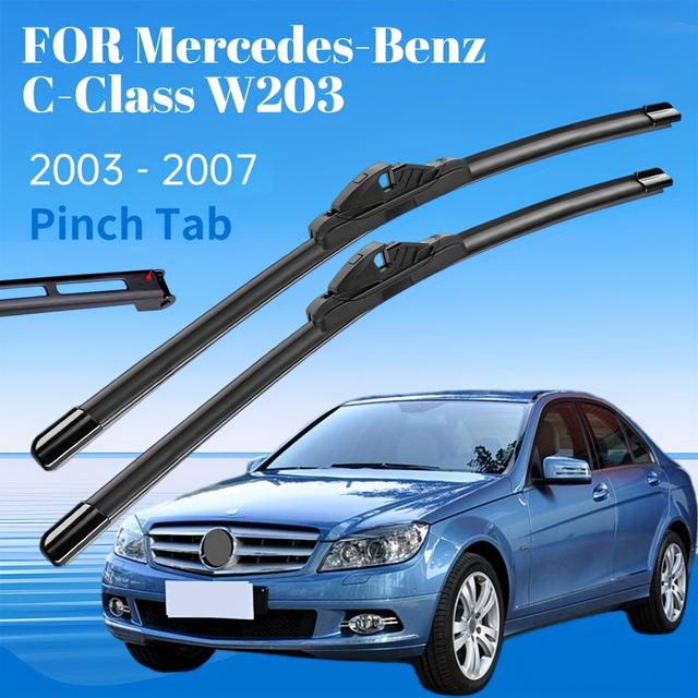 TEMU Escobillas limpiaparabrisas delanteras de 22" + 22", compatibles con los modelos Mercedes-Benz Clase C W203 de 2003 a 2007 - Escobillas limpiaparabrisas para todas , se venden en un juego de dos