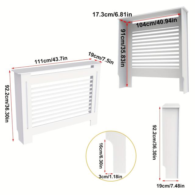 TEMU Extra Tall 92cm/27" Radiator Cover Cabinet Panel - Freestanding -standing Suitable For Horizontal/vertical Radiators, Panel Door Shelf Barrier With Storage, Assembly For Unit