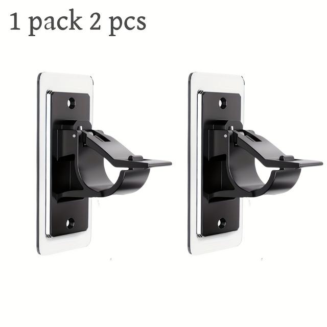 TEMU 2pcs Non Drilling Curtain Rod Bracket, Self-adhesive Rod Bracket, Nail Free Curtain Rod Hook, , Plastic Material, Suitable For Bathroom, Bedroom, Living Room