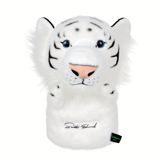 TEMU Plush White Club Cover - Cute Animal Design With Black Stripes, Fits 460cc Woods, Soft Polyester Material, Perfect Golf Accessory Gift For Halloween, Christmas, Easter, Thanksgiving & New Year