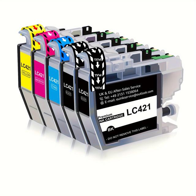 TEMU LC421XL Patronen Multipack Kompatibel für Brother LC421 LC-421XL für Brother MFC-J1010DW Patronen DCP-J1050DW DCP-J1140DW (Schwarz, Rot, Gelb, 5er-Pack)