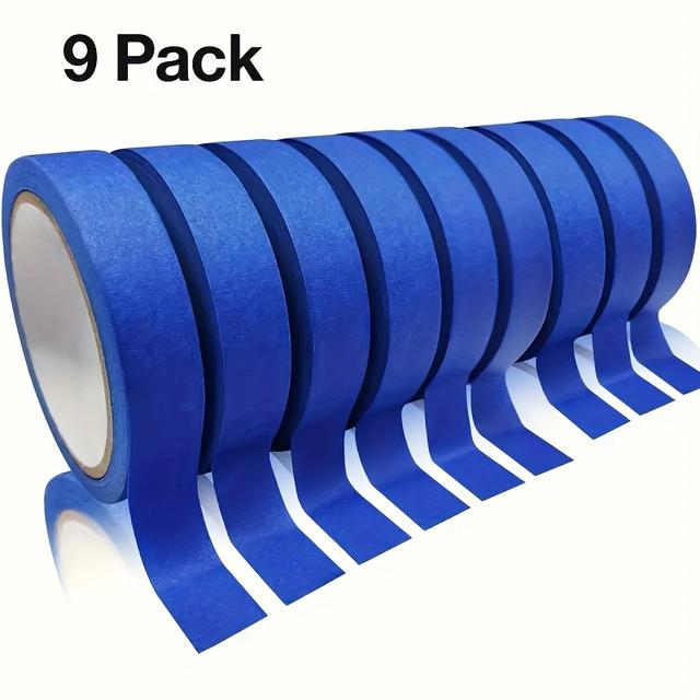 TEMU Blue Painter's Tape: 9 Rolls Of 0.78" X 20m Masking Tape With Adhesive Backing, Residue-free When , And Easy To Peel Off. Ideal For Home, Office, School, Art, Crafts, And Labeling