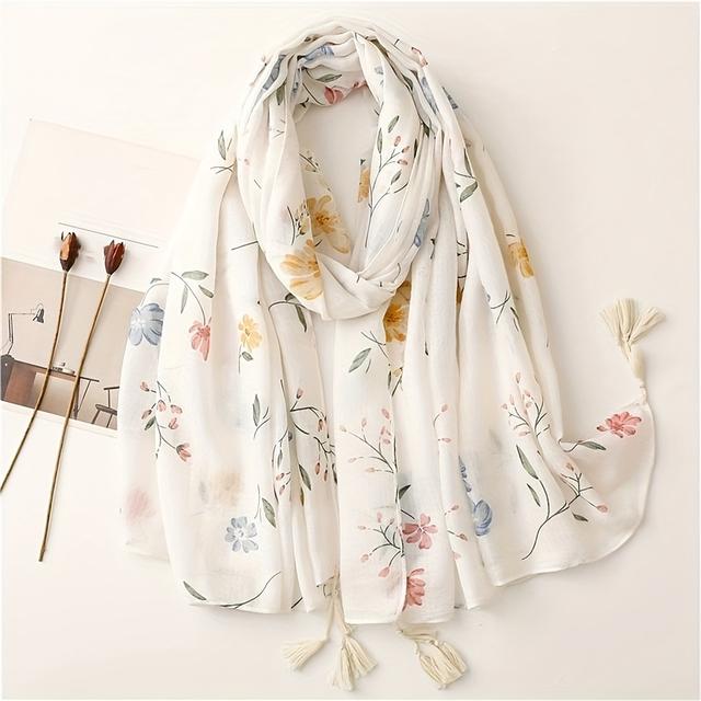TEMU And Summer Women' Colorful Casual Tassel Scarf, Stylish Shawl For Head Covering, Beach Wrap For Travel And Vacation