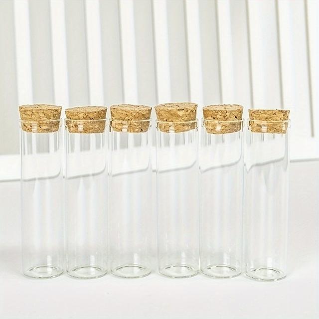 TEMU Clear Glass Test Tubes | Reusable Transparent Vials For Crafts, Party Favors & Decorative Wishing Bottles, Perfect For Jewelry Storage & Gifts