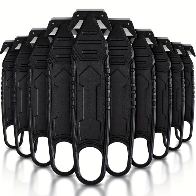 TEMU 10-delige veiligheidssnijset met roestvrijstalen verborgen mes, flessenopener, tape dispenser voor karton, verpakking, briefwerk, schouderband, folie en praktische gereedschappen (zwart)