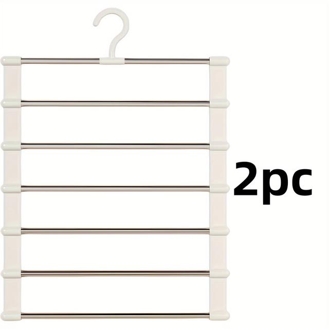 TEMU 2pcs Cabides Dobráveis de Aço Inoxidável para Calças - Organizador de Armário que Economiza para , Leggings & Calças com Braços Ajustáveis e Antiderrapante