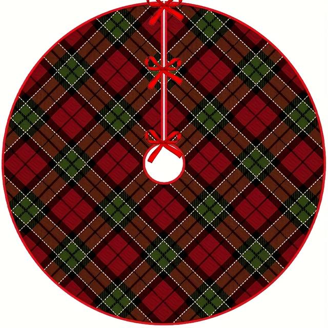 TEMU 1pc Vintage Christmas Tree Skirt With Belt Design - Red, Green, Brown, Golden, Orange, Yellow