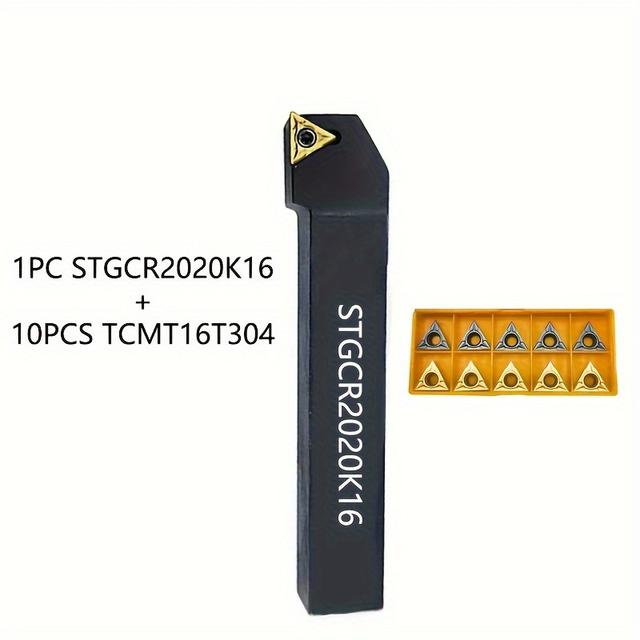 TEMU Stgcr1616h16/stgcr2020k16/stgcr25255m16 Cnc Lathe Tool Lathe Bracket+10pcs Tcmt16t304 Hard (5pcs Purple Coating+5pcs Golden Coating)