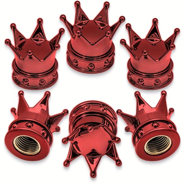 TEMU 5 piezas de tapas de vástago de válvula de corona de plástico de ajuste universal, cubierta antipolvo para ruedas de motocicleta y automóvil, elegantes accesorios brillantes