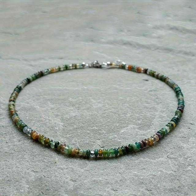 TEMU Handgefertigter, verstellbarer Halsketten-Steinanhänger aus natürlichem indischem Achat in reichen Farbtönen | Schicker und anmutiger ideales Geschenk für unvergessliche und Feiern