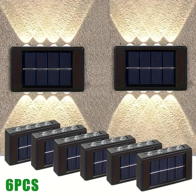 TEMU 8 Led Outdoor Solar Wall Lights, Energy-saving Solar Lamps Suitable For Gardens, Courtyards, And With A Durable Wall-mounted Design (4pcs/6pcs)