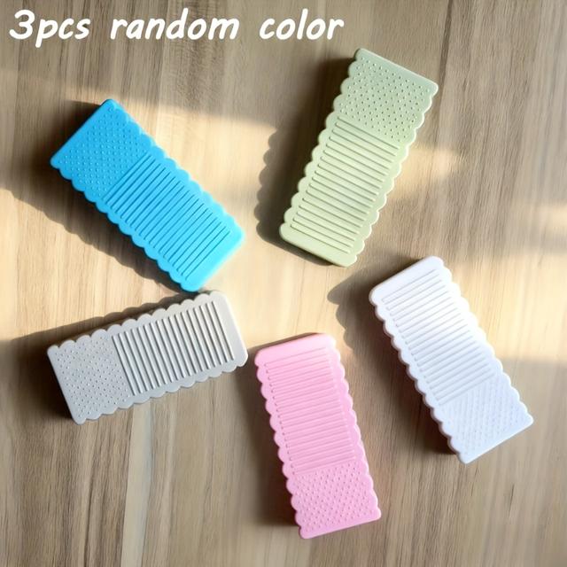 TEMU 3pcs Windproof Door Stoppers, No-drill Creative Wedges For And Anti-pinch Protection