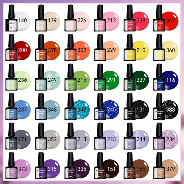 TEMU Phoenixy Gel Nail Polish Kit With U V Light, 60pcs White Nude Blue Black Grey Purple Gel Nail Polish Set With Nail Lamp Gel Nail Kit Gifts For Women