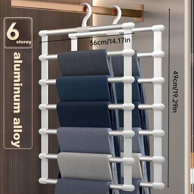 TEMU 7/9 Hosenbügel, ein Kleiderbügel für den Heimgebrauch, mehrschichtige, multifunktionale Aufbewahrung für Schals und Hosen